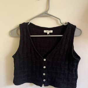 Madewell Black Button-Up Crop Top